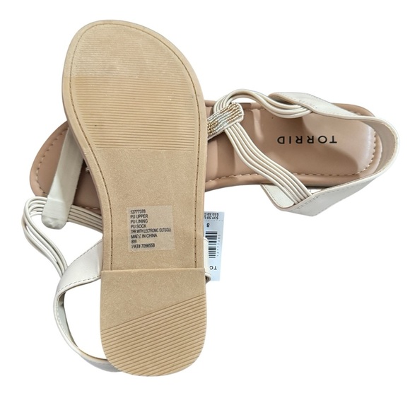 Torrid Embellished 4S Tan Beaded Stretch Thong Sandals/Shoes Size 8 - Picture 4 of 6